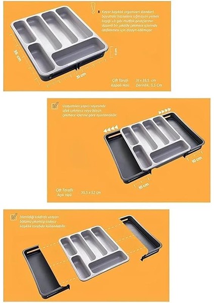 Çift Taraflı Ayarlanabilir Organizer Çekmece Içi Kaşıklık Uzayabilen Çatal Bıçaklık fırsatları