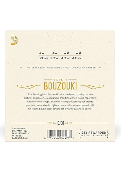D'addario D EJ81 Irlanda Bouzouki Teller
