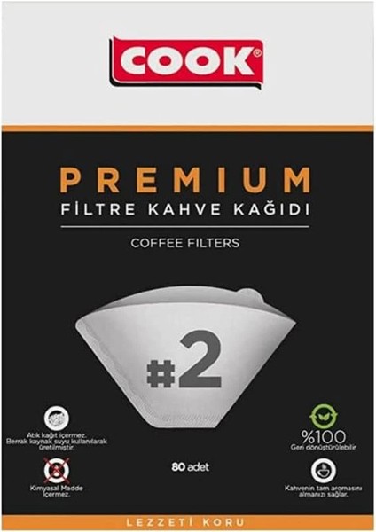 Premium Filtre Kahve Kağıdı - Ebat 2, 80 Adet