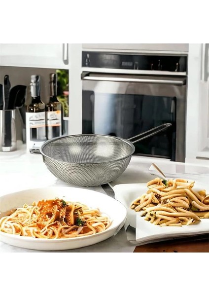 Saplı Paslanmaz Çelik Süzgeç, Büyük Boy Metal Süzgeç 22 * 10 cm - Estetik ve Dayanıklı: fırsatları