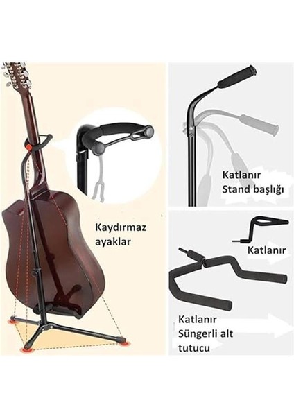 Stg 101 Gitar Standı Saz Bağlama Enstrüman Gitar Sehpası