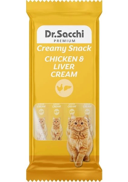 Dr.sacchi Kedi Ödül Sıvı Chicken & Liver Kedi Maması, 4'lü