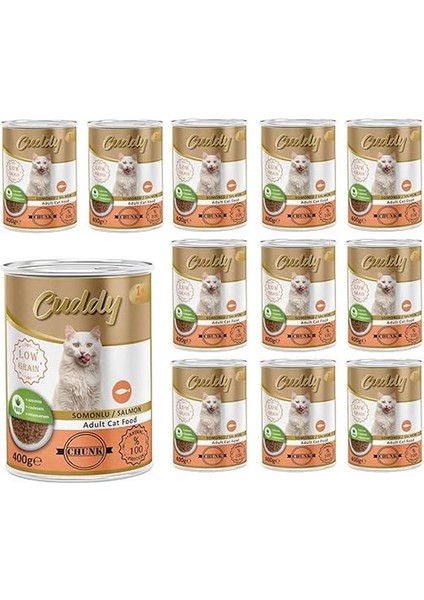 Yetişkin Kedi Somonlu ve Jöleli Konserve Mama 400 gr x 12 Adet fiyatları