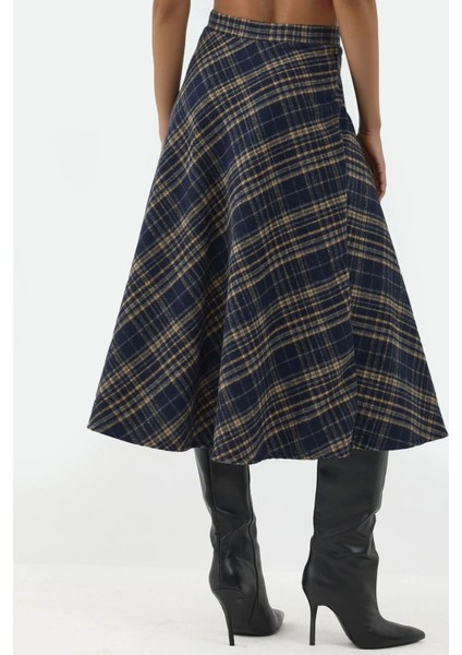 Kadın A-Form Kalın Midi Etek Lacivert fiyatları