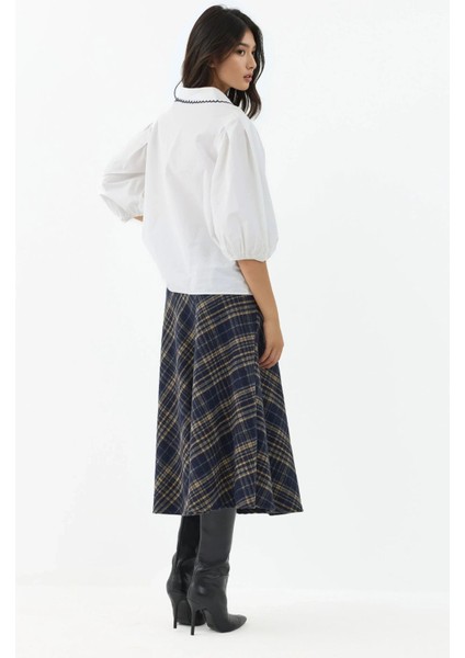 Kadın A-Form Kalın Midi Etek Lacivert fırsatları