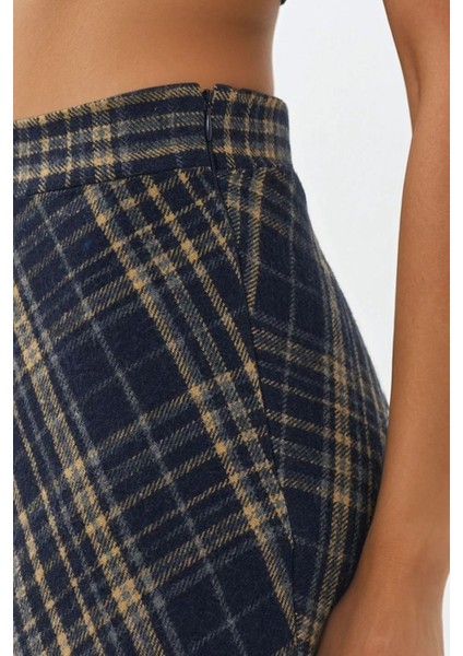 Kadın A-Form Kalın Midi Etek Lacivert indirimleri