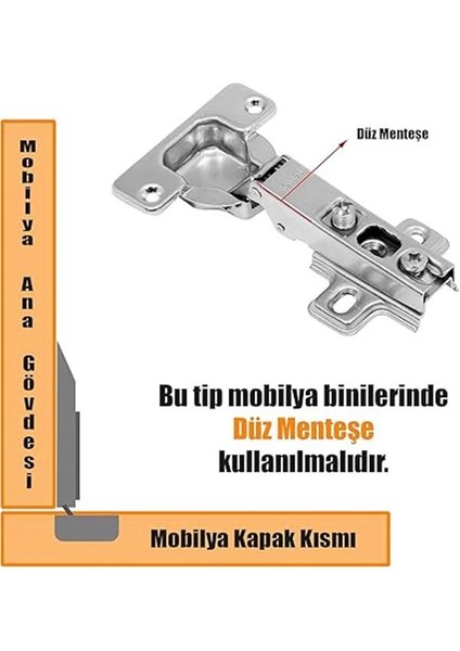 1 Çift Star Mobilya Dolap Kapak Menteşesi Düz Tas Menteşe