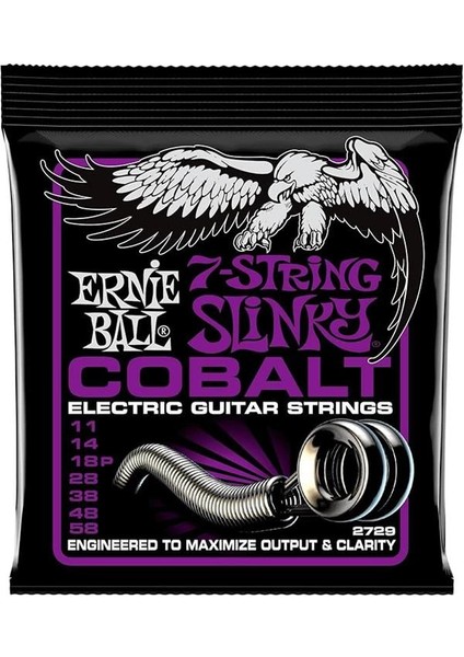 Power Slinky Kobalt 7 Telli Elektro Gitar Telleri, Ölçü 11-58 fiyatları