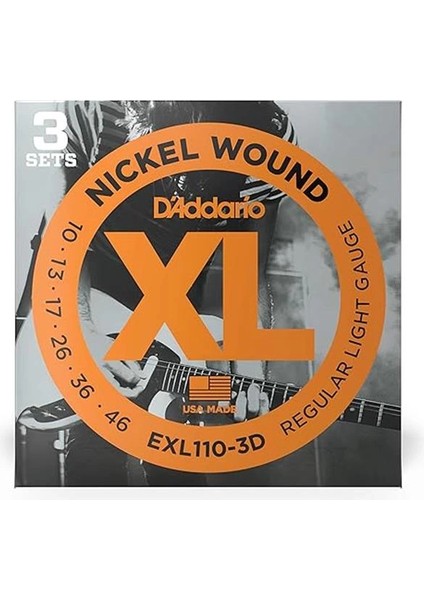 D'addario (3 Set) Elektro Gitar Tel Seti, Xl, 10-46, Nickel