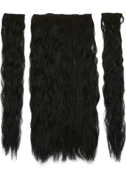 Fiber Sentetik Kabarık Dalgalı Yarım Ay + 2 Yan Çıt Çıt - Siyah fiyatları