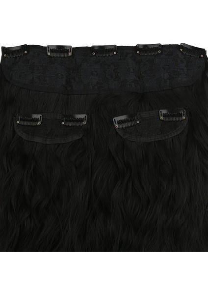 Fiber Sentetik Kabarık Dalgalı Yarım Ay + 2 Yan Çıt Çıt - Siyah modelleri