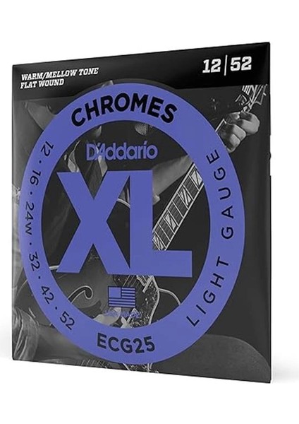 D'addario ECG25 Elektro Gitar Tel Seti, Chromes, Light Gauge (12-5