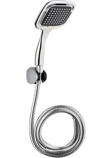 Spiralli Duş Başlığı Seti, 4 Fonksiyonlu Krom Duş Başlığı, 150 cm Duş Hortumu, Mafsallı