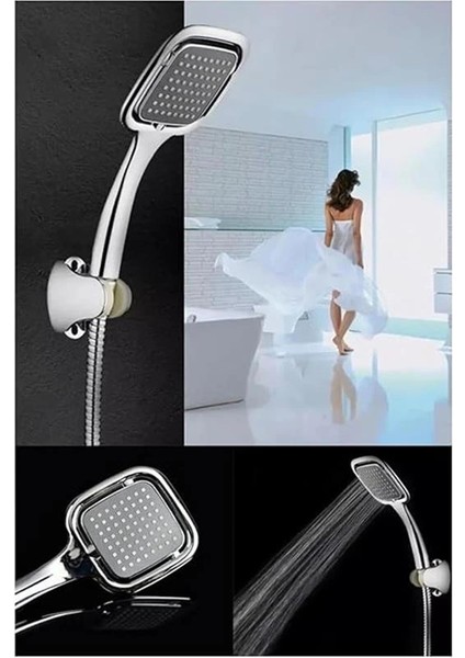Spiralli Duş Başlığı Seti, 4 Fonksiyonlu Krom Duş Başlığı, 150 cm Duş Hortumu, Mafsallı fiyatları