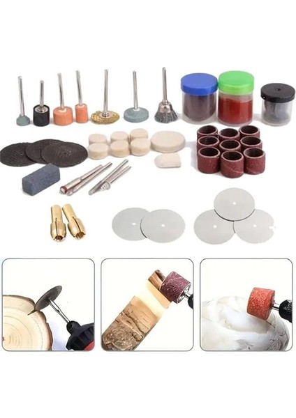 ® 112 Parça Taşlama Fırçalama Polisaj Gravür Zımpara Cilalama Seti Takımı Matkap Ucu Ahşap Metal