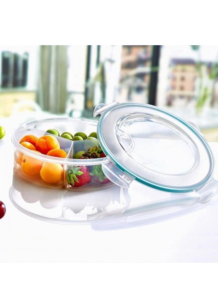 3 Bölmeli Sızdırmaz Contalı Kilitli Kapaklı 1,35 Litre Yuvarlak Erzak Saklama Kabı LC-500 (4887) fiyatları