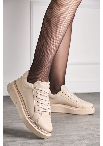 Günlük Kadın Spor Ayakkabı Bağcıklı Hafif Kalın Yüksek Taban Yürüyüş Sneaker 2135