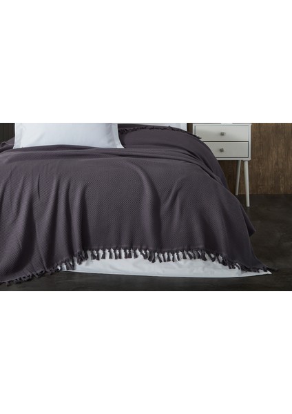 %100 Pamuk Pike Yaz/kış 4 Mevsim Kullanılabilir Yumuşacık Waffle Petek Pike Çift Kişilik Antrasit fiyatları