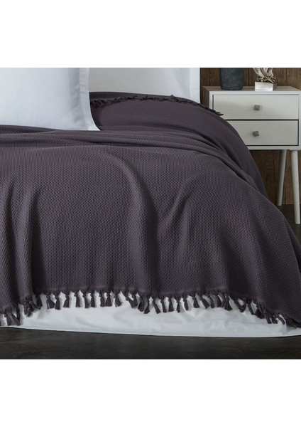 %100 Pamuk Pike Yaz/kış 4 Mevsim Kullanılabilir Yumuşacık Waffle Petek Pike Çift Kişilik Antrasit modelleri