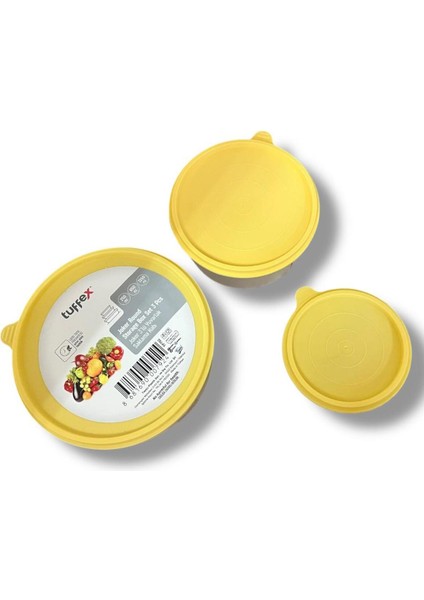 Mtfkbox 3’lü Plastik Saklama Kabı Seti Sarı modelleri