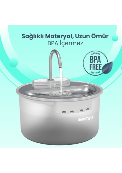 WF009LS Otomatik Kedi Su Sebili,kedi Su Çeşmesi, Su Pınarı 3.5lt Geniş Hazne, Çelik Tabla, Ultra Sessiz, Bpa Içermez indirimleri
