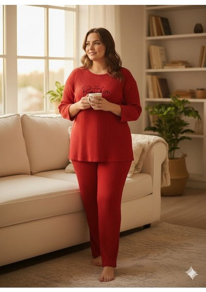 Kadın Kırmızı Pumpkin Pijama Takımı