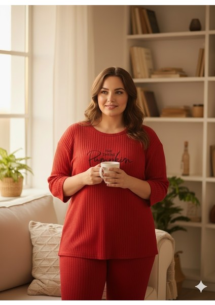 Kadın Kırmızı Pumpkin Pijama Takımı fırsatları