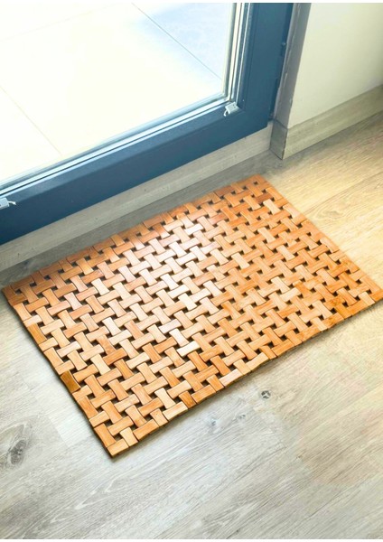 40X60 cm Bambu Banyo Matı Kaymaz Suya Dayanıklı Dekoratif Bej
