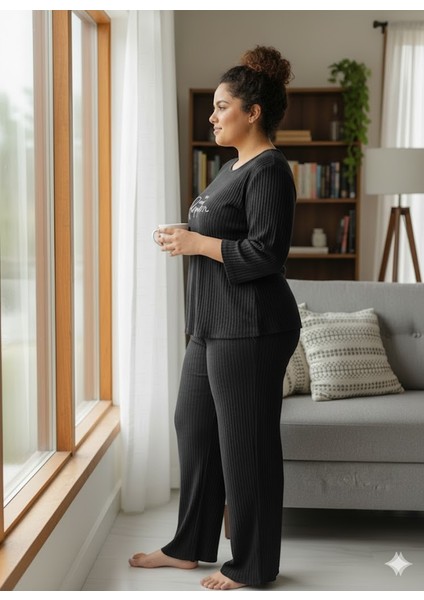 Kadın Siyah Pumpkin Pijama Takımı modelleri