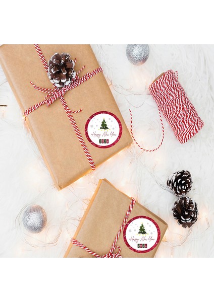 Happy New Year Sticker Mutlu Yıllar Etiket 4 cm 70 Adet Yeni Yeni Yıl Yılbaşı