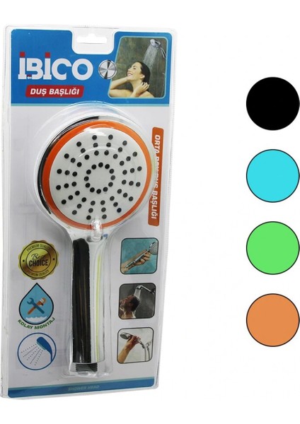 Orta Boy Yuvarlak- Bombeli=10.7cm Duş Başlık Kademeli Krom Gövde- Renkli Kenar Vakumlu SAP:13CM (4887)