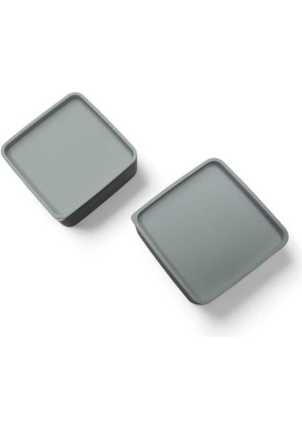 Kare 2 Katlı Plastik Beslenme ve Saklama Kabı 14X10X