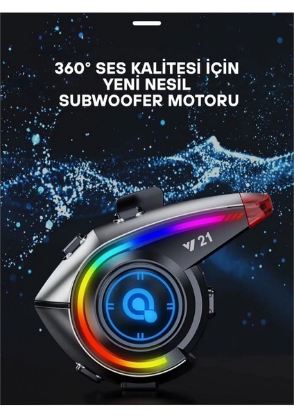 Y21 Rgb Işık Efektli Intercom Bluetooth Motosiklet Kask Kulaklığı Intercom Kulaklık fırsatları