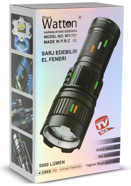 5000 Lümen Cree Tg LED Şarj Göstergeli El Feneri WT-731 indirimleri