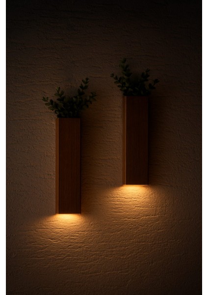 2'li Ahşap Mdf Duvar Süsü, Aydınlatmalı Duvar Aksesuarı,balkon Aydınlatması,balkon Aksesuarı