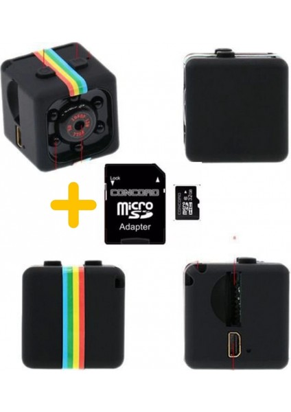 Mini SQ11 Kamera Full Hd Mikro Araç Kamerası Gece Görüşlü Taşınabilir Güvenlik Kaydedici 32GB Hafıza Kartı Hediyeli fiyatları