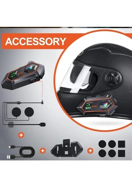 Y20 2x 1000M Telsiz Mesafeli 2 Kişi Bağlantılı Bluetooth Kask Kulaklık Fenerli Intercom indirimleri