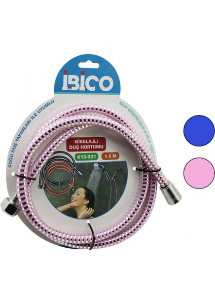 Nikelajlı Renkli Plastik Duş Hortumu Anti Twist=dolanmaz-Kıvrılmaz-Kopmaz 1.5mtkartelalı (4887)