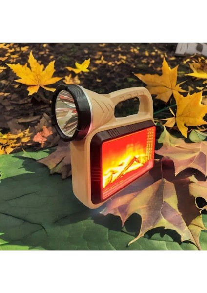 Güneş Enerjili Şömineli Çok Fonksiyonlu Çift Işık Kaynağı USB Şarjlı Solar El Feneri