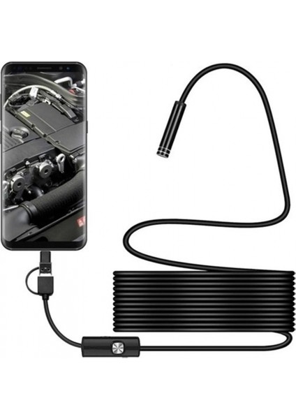 Endoskop 3 In 1 Yılan Kamera USB Micro USB Type-C 20 Metre Sert Kablo modelleri
