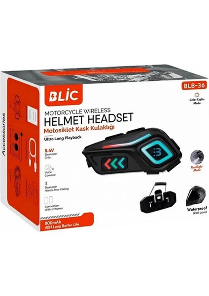 Motor Kask Kulaklık Rgb Modlu Motosiklet Kulaklık Su Geçirmez 5.4 Bluetooth Intercom BLB_36 modelleri