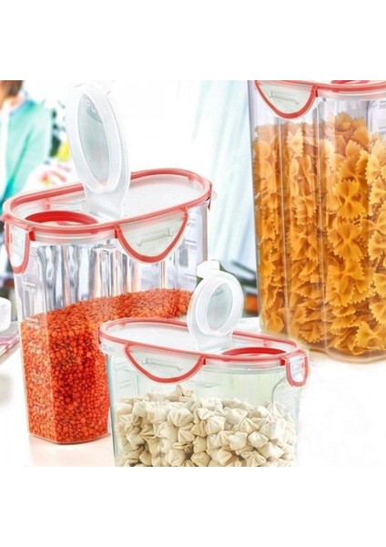 Kilitli Kapaklı Contalı Hava,su Sıvı Geçirmez 2,4 Litre Erzak Saklama KABI-SA590 (4887) modelleri