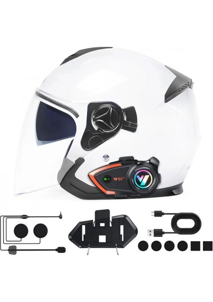Yeni Model Y80-2X Motosiklet Intercom 2 Kişilik Bağlantı Rgb Işıklı Bluetooth Kulaklık Seti fırsatları