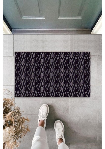 Siyah Kapı Önü Paspası Spiral Desen K-3230