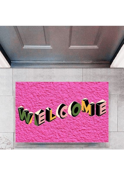 Kapı Önü Paspası Dekoratif Dijital Baskı Welcome P-2343