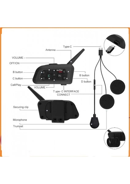 V6 Plus Motorsiklet Kaskı Intercom Su Geçirmez 1200 M fiyatları