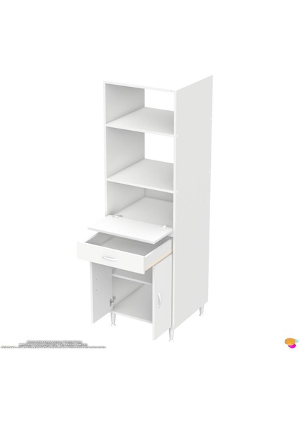 Öykü Mutfak ve Banyo Dolabı Fırın / Mikrodalga Dolabı Tek Çekmece Çok Amaçlı 3 Kapaklı 60X195X48 cm