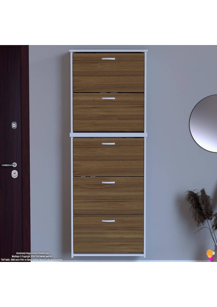 Ikra Ceviz Renk Asma Ayakkabılık Antre 5 Düşer Kapak 10 Göz Bölmeli Ayakkabılık 72 X194X26 cm modelleri