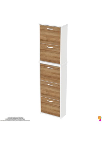 Ikra Meşe Renk Asma Ayakkabılık Antre 5 Düşer Kapak 10 Göz Bölmeli Ayakkabılık 52X194X26 cm