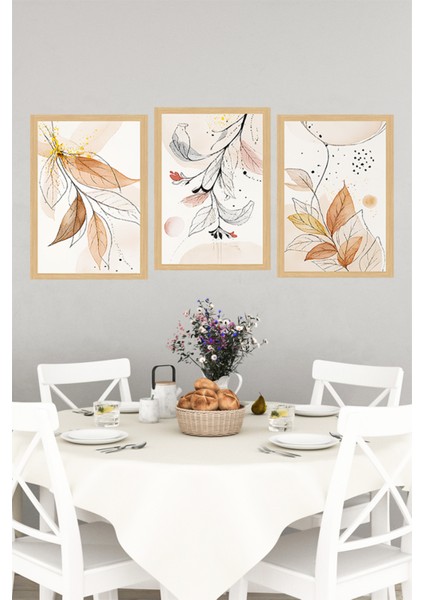 🍂 Zarif Doğal Yaprak Desenli 3’lü Çerçeve Görünümlü Tablo Seti - Modern Bohem Tarzda 🌟 CRVS1174 13 x 17 indirimleri
